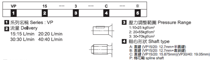 TAICIN Model Selection VP-20-3-C-5 TAICIN Hydraulic Variable Vane Pump